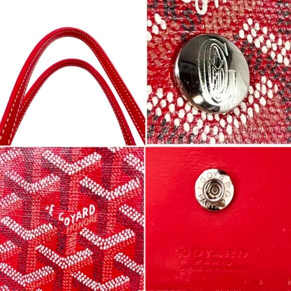 RARE Authentic Goyard Goyardine Saint Louis PM Red Shoulder Tote Bag & Pouch - Picture 8 of 16